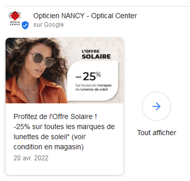 Exemple de promotion pour un opticien